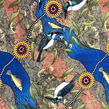 Preview: KINGFISHER CAMP Aborigines Stoff aus Australien